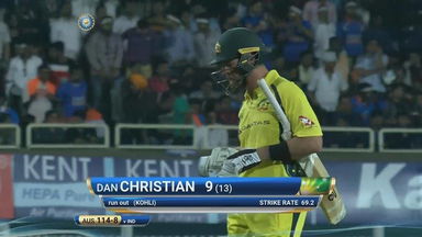 IND vs AUS 2017, 1st T20I: Dan Christian Wicket