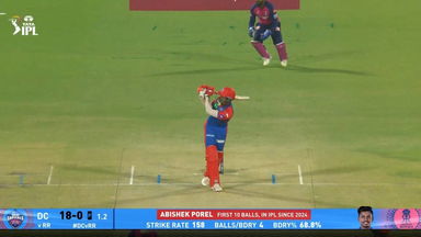 IPL 2025 M32: DC vs RR - Abishek Porel Six