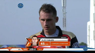 M28: RR vs SRH –  Alex Hales  Wicket