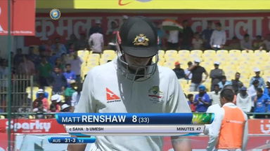 IND vs AUS 2017 - 4th Test day 3: Matt Renshaw Wicket