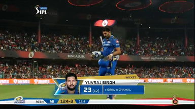 M07: RCB vs MI – Yuvraj Singh Wicket