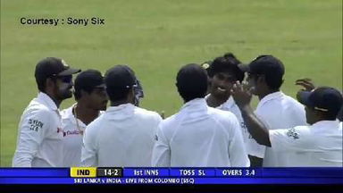 SL vs India, 3rd Test : Ind 1st Innings - Ajinkya Rahane Wicket