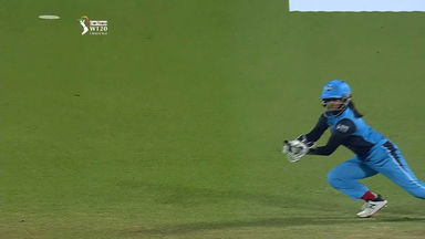 Taniya Bhatia's superb leaping catch to send Shafali Verma packing