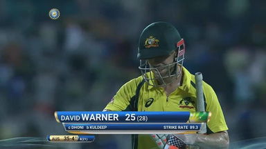 IND vs AUS 2017, 1st ODI: David Warner Wicket
