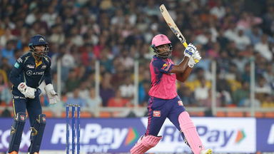 Hat-trick of 6s: Samson goes berserk against Rashid Khan