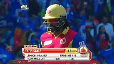 M46: MI vs RCB – Chris Gayle Wicket