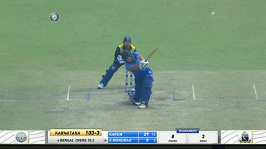 4, 0, 4, 6, 4, W! Watch Writtick Bijoy Chatterjee's eventful over against Abhinav Manohar