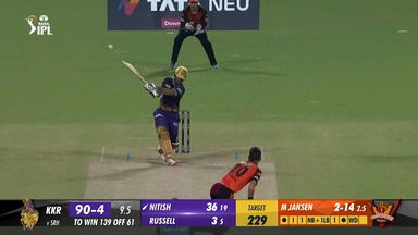 M19: KKR vs SRH – Nitish Rana Six