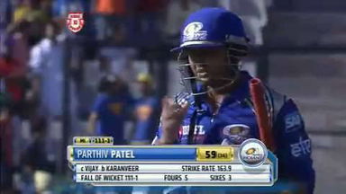 M35: KXIP vs MI – Parthiv Patel Wicket