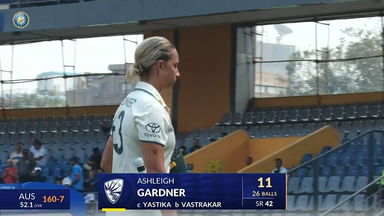 IND-W vs AUS-W 2023-24, 1st Test: Ashleigh Gardner Wicket