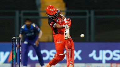 Massive: Rahul Tripathi’s searing 104-metre SIX