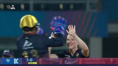 BOWLED: Megan Schutt gets Shafali Verma on the second ball
