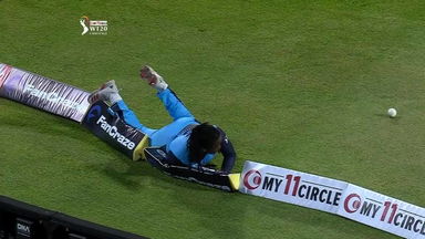 Deandra Dottin's full stretch dive to save a boundary