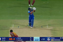 IND vs WI 2026, 5th T20I: Naman Dhir Six