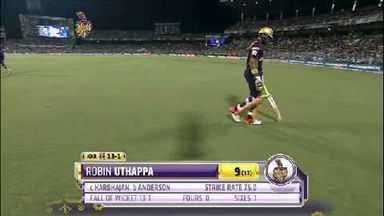 M1: KKR vs MI – Robin Uthappa Wicket