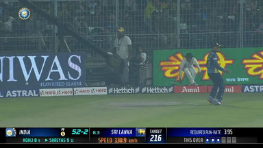 Oops: Wellalage slips and concedes four runs