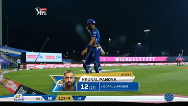 M20: MI vs RR – Krunal Pandya Wicket