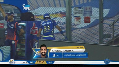 M47: MI vs RR – Krunal Pandya Wicket