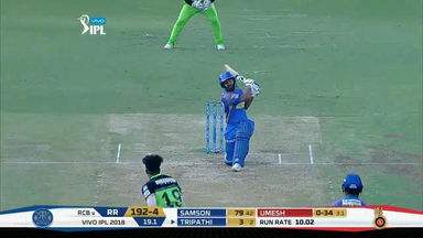 M11: RCB vs RR – Rahul Tripathi Six