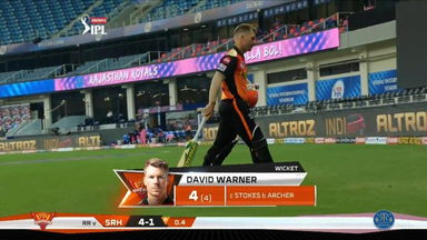M40: RR vs SRH – David Warner Wicket