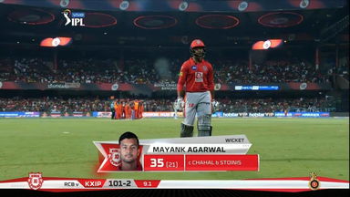 M42: RCB vs KXIP – Mayank Agarwal Wicket