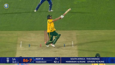 IND vs SA 2025, 3rd T20I: Anrich Nortje Six