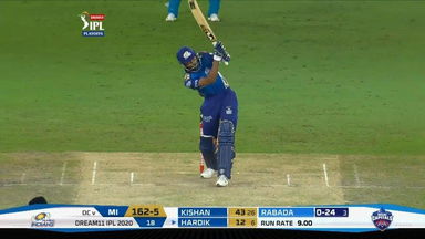 Q1: MI vs DC – Hardik Pandya Six