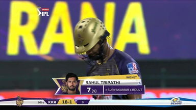 M32: MI vs KKR – Rahul Tripathi Wicket