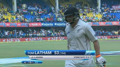 India VS NZ 2016, 3rd Test day 3 - Tom Latham Wicket