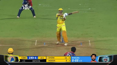 M55: CSK vs DC – MS Dhoni Six