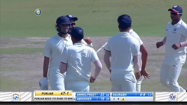 Ranji Trophy 2021-22, Punjab v Tripura: Punjab 2nd Innings Fall of Wickets
