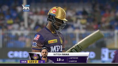 Q2: KKR vs DC – Nitish Rana Wicket