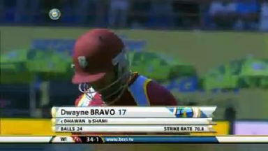 1ST ODI: IND vs WI – Dwayne Bravo Wicket