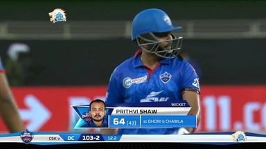 M07: CSK vs DC – Prithvi Shaw Wicket