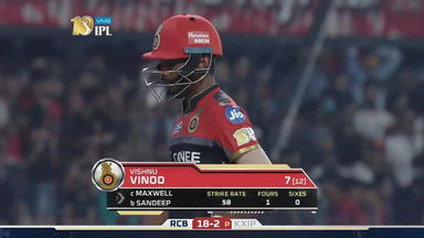 M8: KXIP vs RCB – Vishnu vinod Wicket
