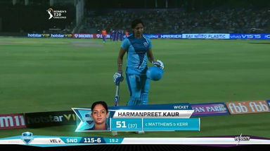 Final: Supernovas vs Velocity – Harmanpreet Kaur Wicket
