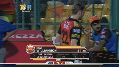 Eliminator: SRH vs KKR – Kane Williamson Wicket