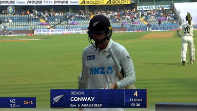 IND vs NZ 2024, 3rd Test: Devon Conway Wicket