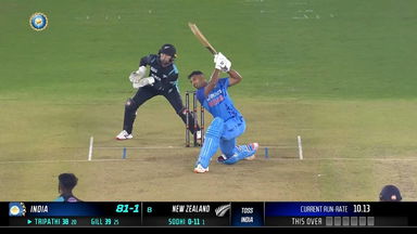 IND vs NZ 2023, 3RD T20I: Rahul Tripathi  Six