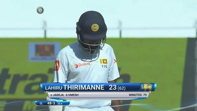 IND vs SL 2017, 2nd Test Day 4: Lahiru Thirimanne Wicket