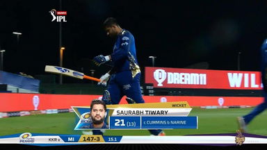 M05: KKR vs MI – Saurabh Tiwary Wicket