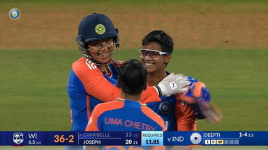 IND-W vs WI-W 2024, 1st T20I: Fall of Wickets