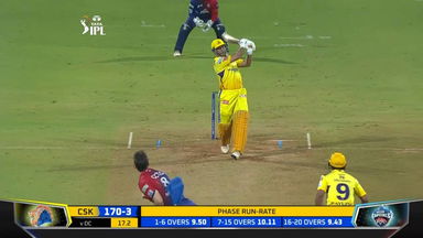M55: CSK vs DC – MS Dhoni Six