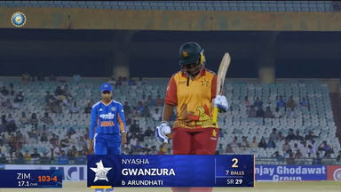 IND-W vs ZIM-W 2026, 3rd T20I: Nyasha Gwanzura Wicket