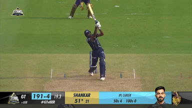 M13: GT vs KKR –  Vijay Shankar Six