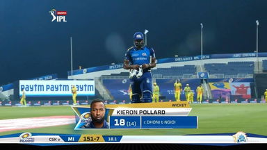 M01: MI vs CSK – Kieron Pollard Wicket