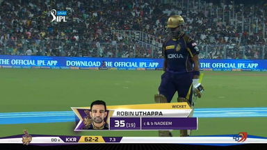 M13: KKR vs DD – Robin Uthappa Wicket