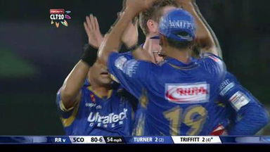 CLT20 2013 M15: RR vs SCO  –   Fall Of Wickets