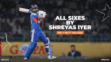 All sixes by Shreyas Iyer vs West Indies in Lucknow