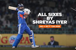 All sixes by Shreyas Iyer vs West Indies in Lucknow